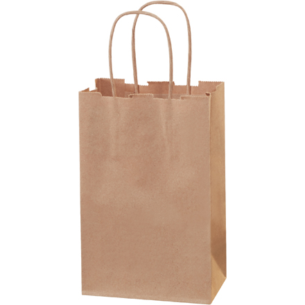 5 <span class='fraction'>4/5</span> x 3 <span class='fraction'>1/4</span> x 8 <span class='fraction'>1/4</span>" Kraft Shopping Bags - 50 PK