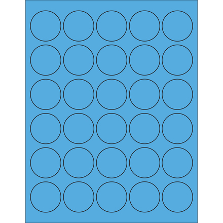 1 <span class='fraction'>1/2</span>" Fluorescent Blue Circle Laser Labels